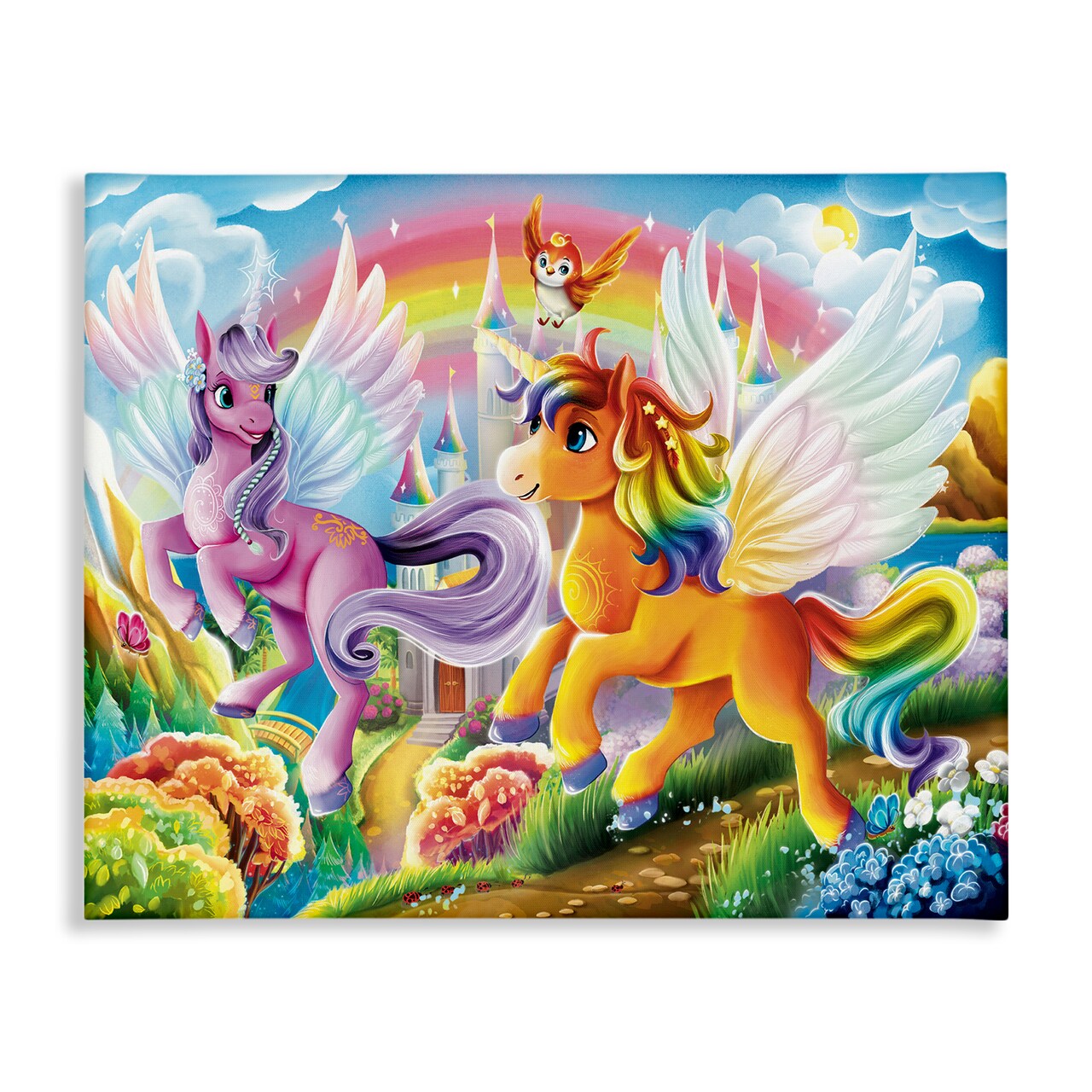 Stupell Industries Fluttering Unicorns & Rainbow Canvas Wall Art Design by Image World